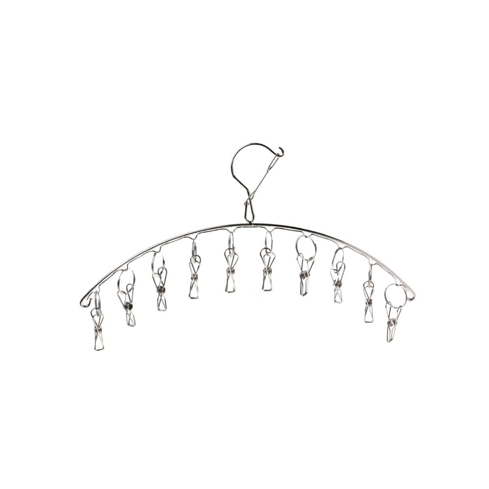 (MR.DIY) Curved 10 Clips Stainless Steel Drying Hanger (9cm)