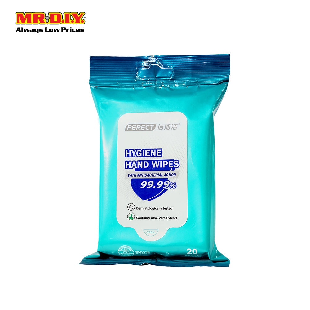 PERECT Antibacterial Hygiene Hand Wipes (20's)