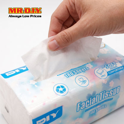 (MR.DIY) 2 Ply Facial Tissue (180 Sheets)