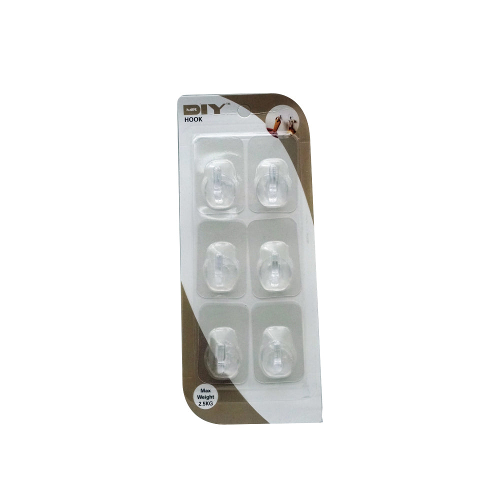 (MR.DIY) Clear Adhesive Wall Hook (6 pcs)