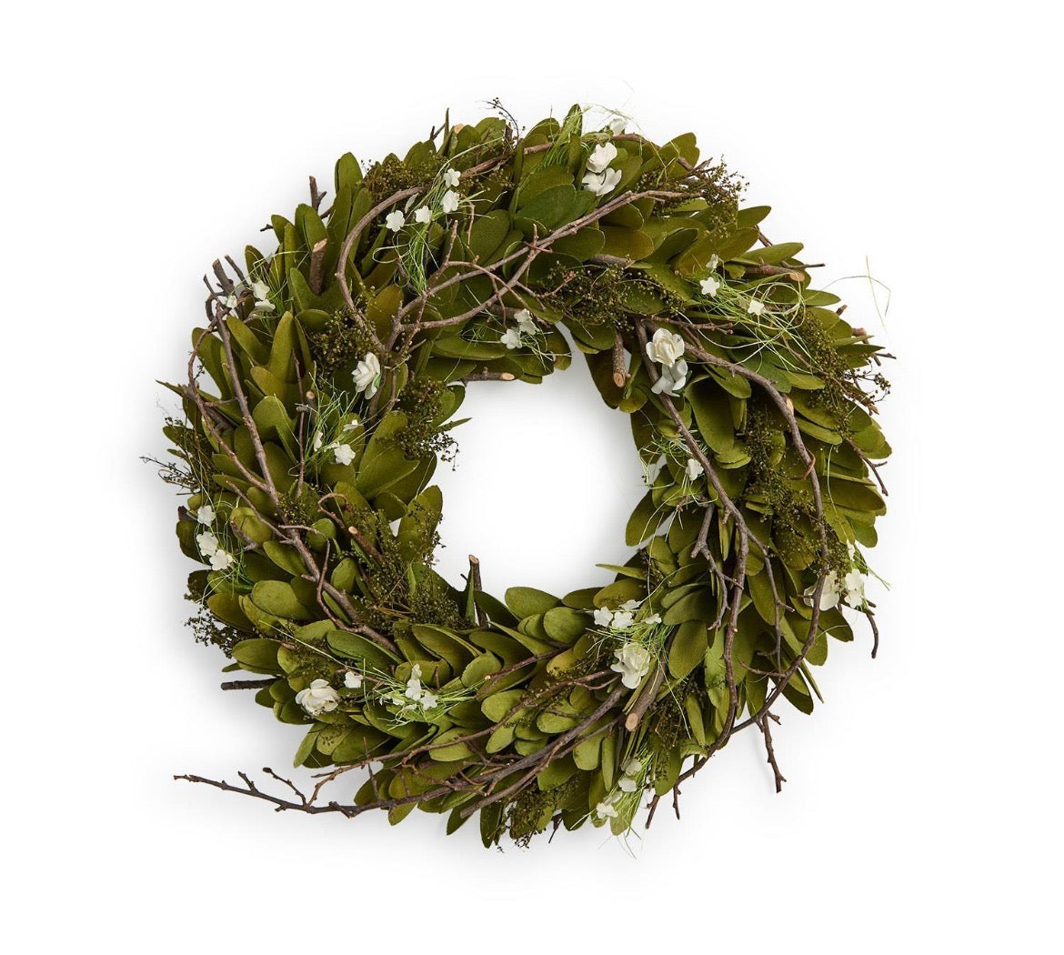 Hand-Crafted Carved Willow Wood Wreath