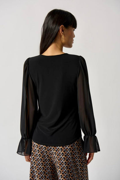 Ruffle Sleeve Top - Black
