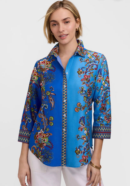 Margaret Jacobean Floral 3/4 Sleeve Shirt