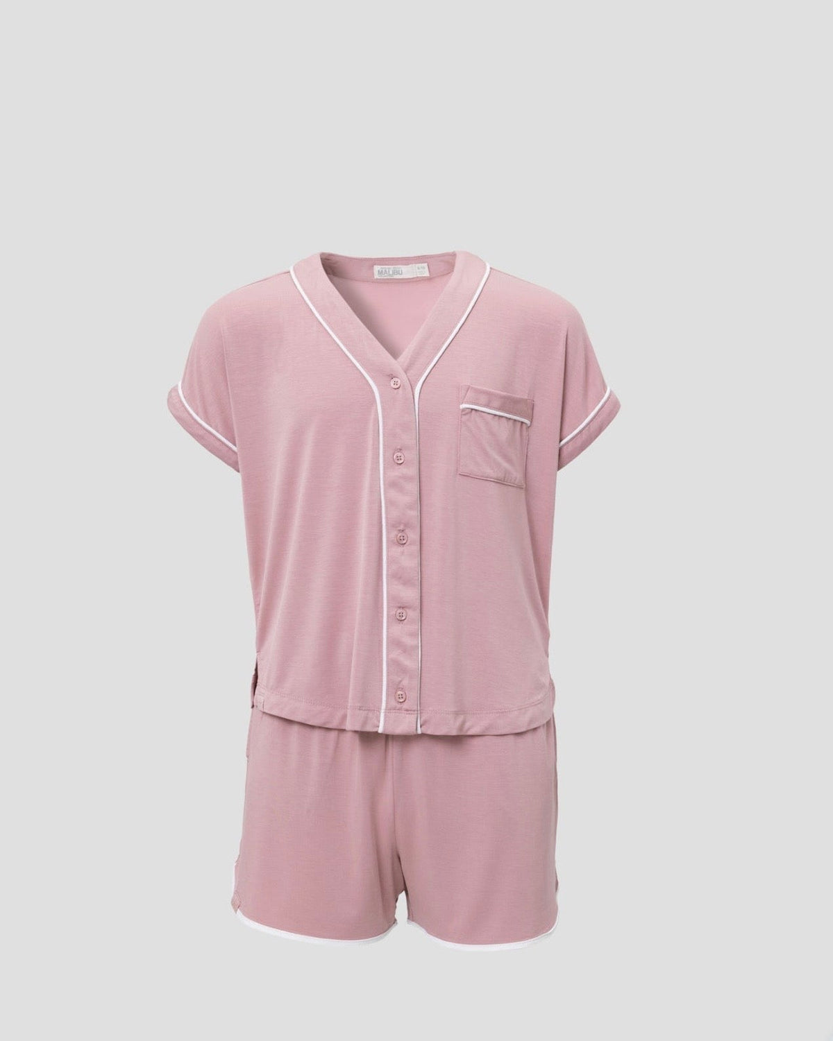 Malibu Collection Soft Jersey Piped PJ Set