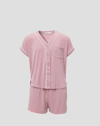 Malibu Collection Soft Jersey Piped PJ Set