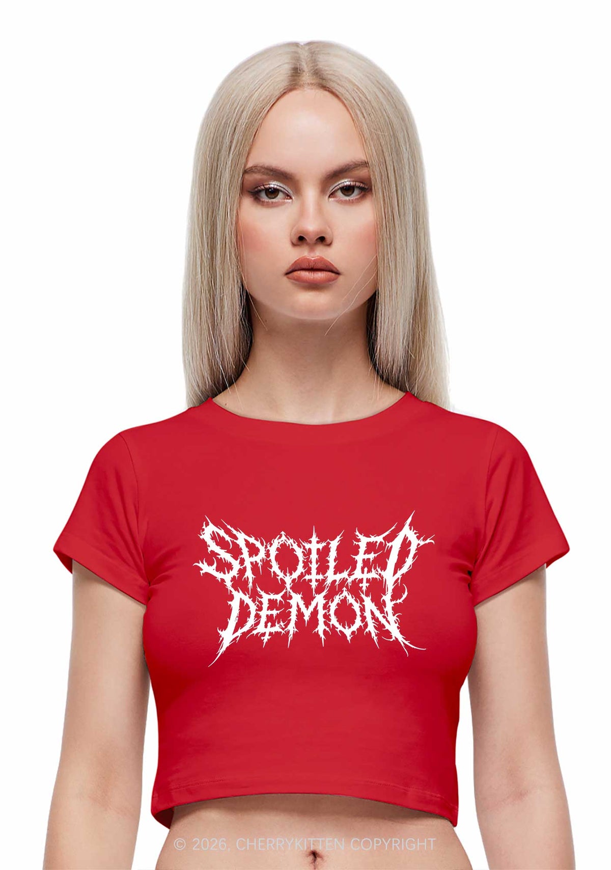 Halloween Spoiled Demon Y2K Baby Tee Cherrykitten