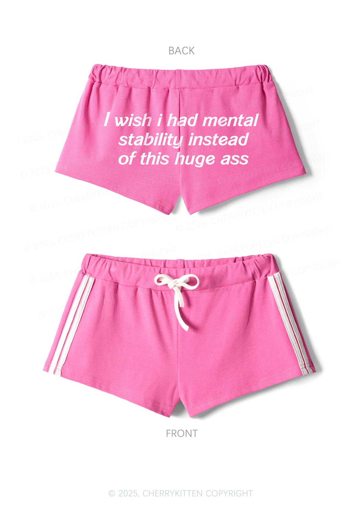 I Wish Mental Stability Y2K Drawstring Mini Shorts Cherrykitten
