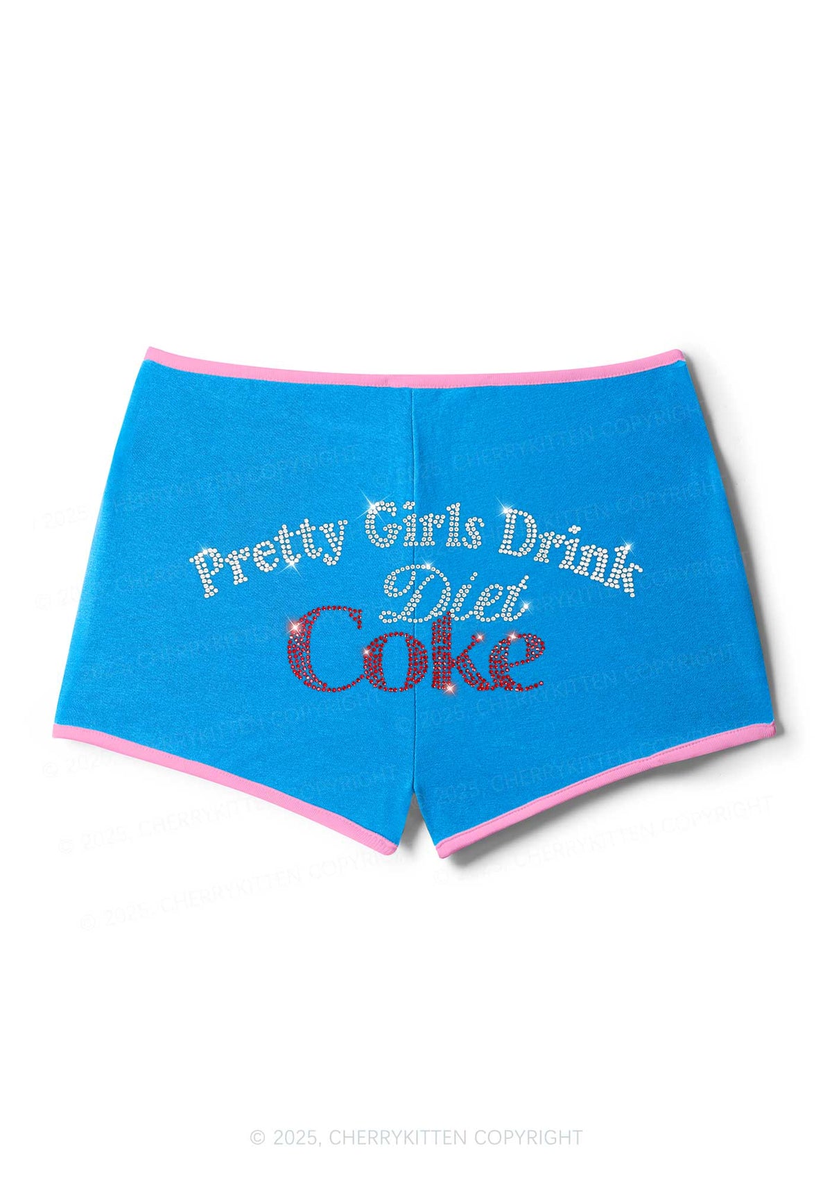Rhinestone Pretty Girls Drink Diet Cola Y2K Booty Shorts Cherrykitten