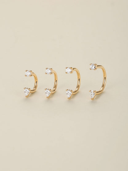 KOSINER 14K Solid Gold Delicate Pear Curved Barbell