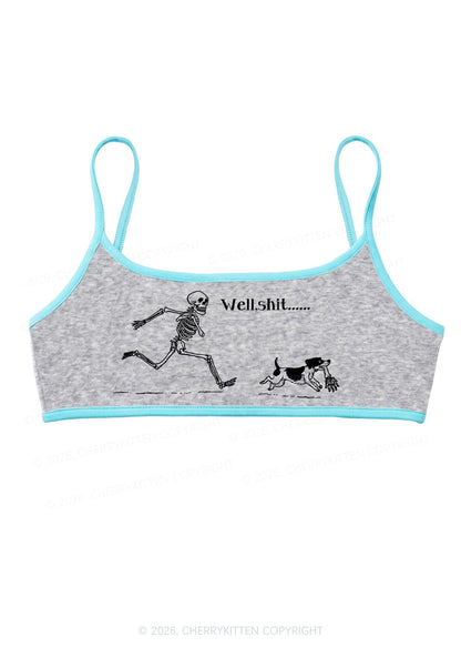 Halloween Well Shxt Skeleton Dog Y2K Super Crop Cami Cherrykitten