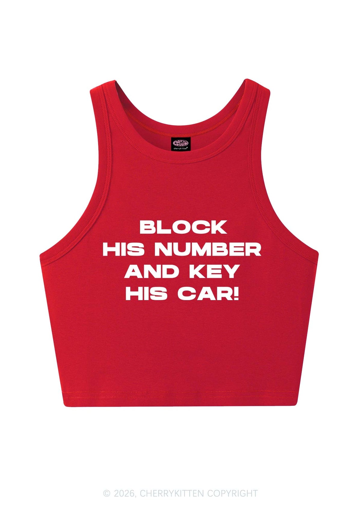 Block His Number Y2K Crop Tank Top Cherrykitten