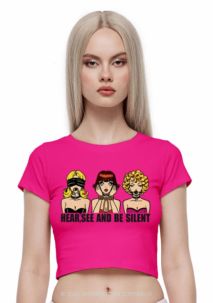 Hear See Be Silent Y2K Baby Tee Cherrykitten
