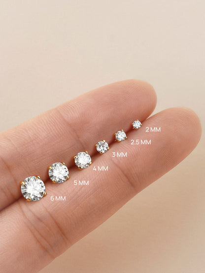 KOSINER 14K Solid Gold Minimalist Moissanite Flat Back Stud