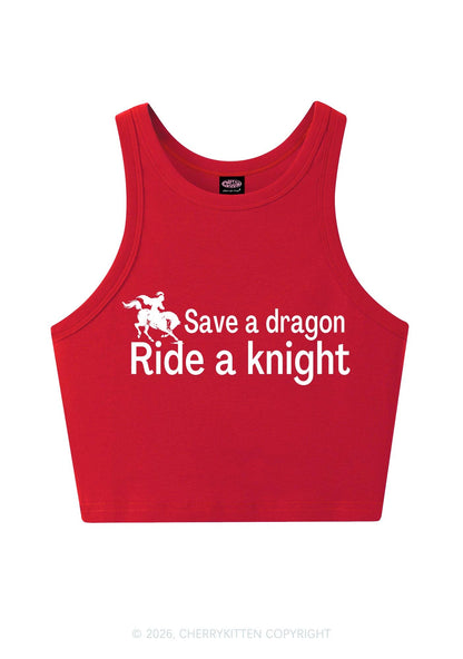 Save Dragon Ride Knight Y2K Crop Tank Top Cherrykitten