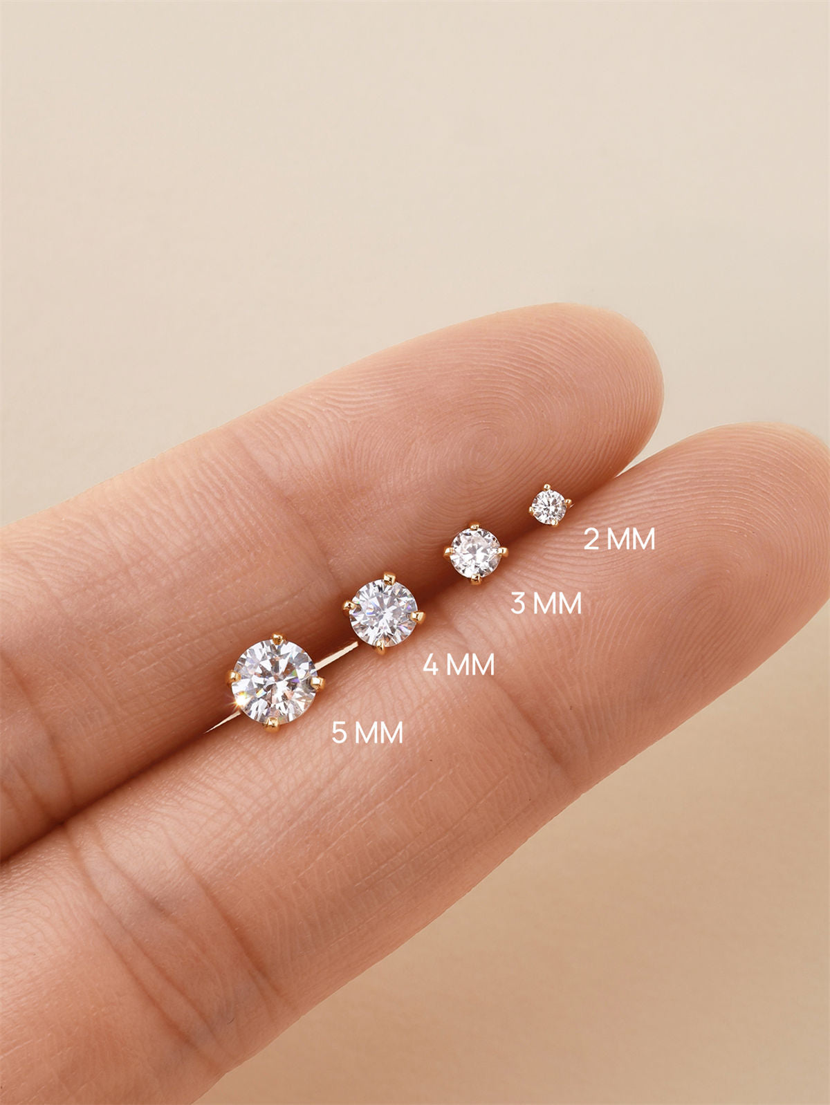 KOSINER 14K Solid Gold Minimalist Flat Back Stud