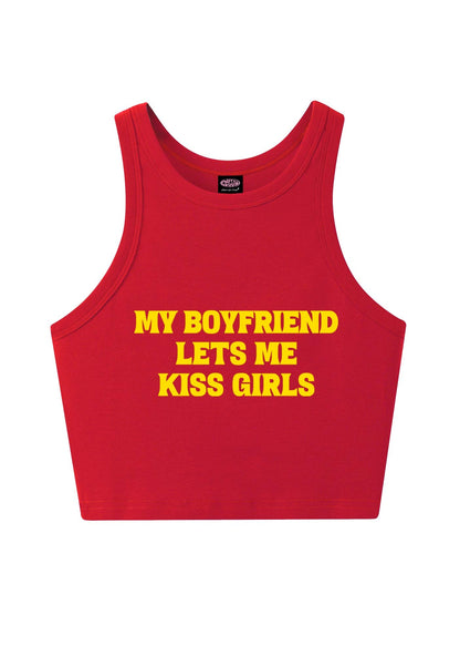 BF Lets Me Kiss Girls Y2K Crop Tank Top Cherrykitten