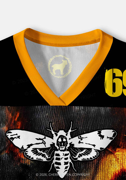 Halloween Orange Moths Y2K Crop Sport Jersey Shirts Cherrykitten
