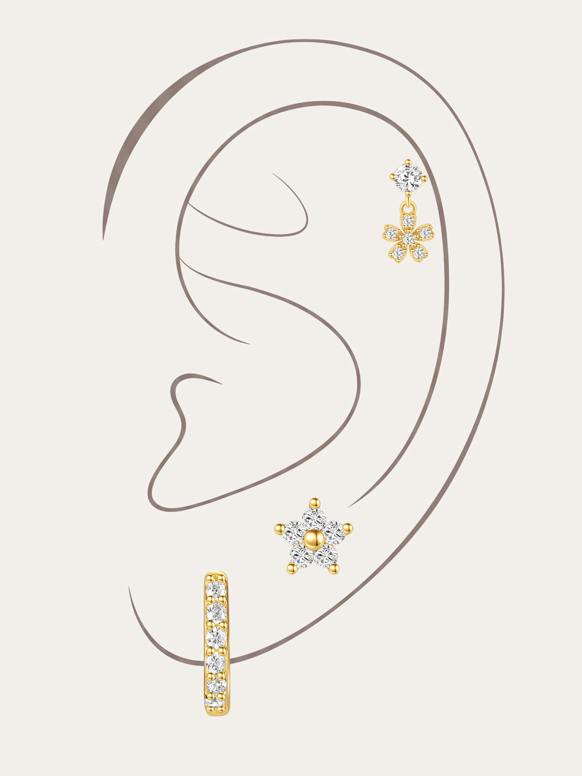 KOSINER 925 Sterling Silver Classic Flower Set