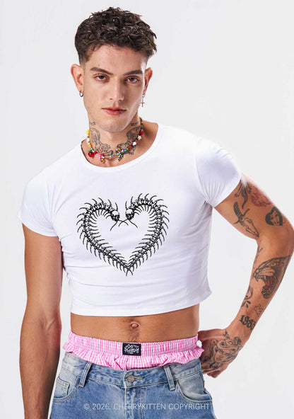 Halloween Centipede Heart Shape Y2K Baby Tee Cherrykitten
