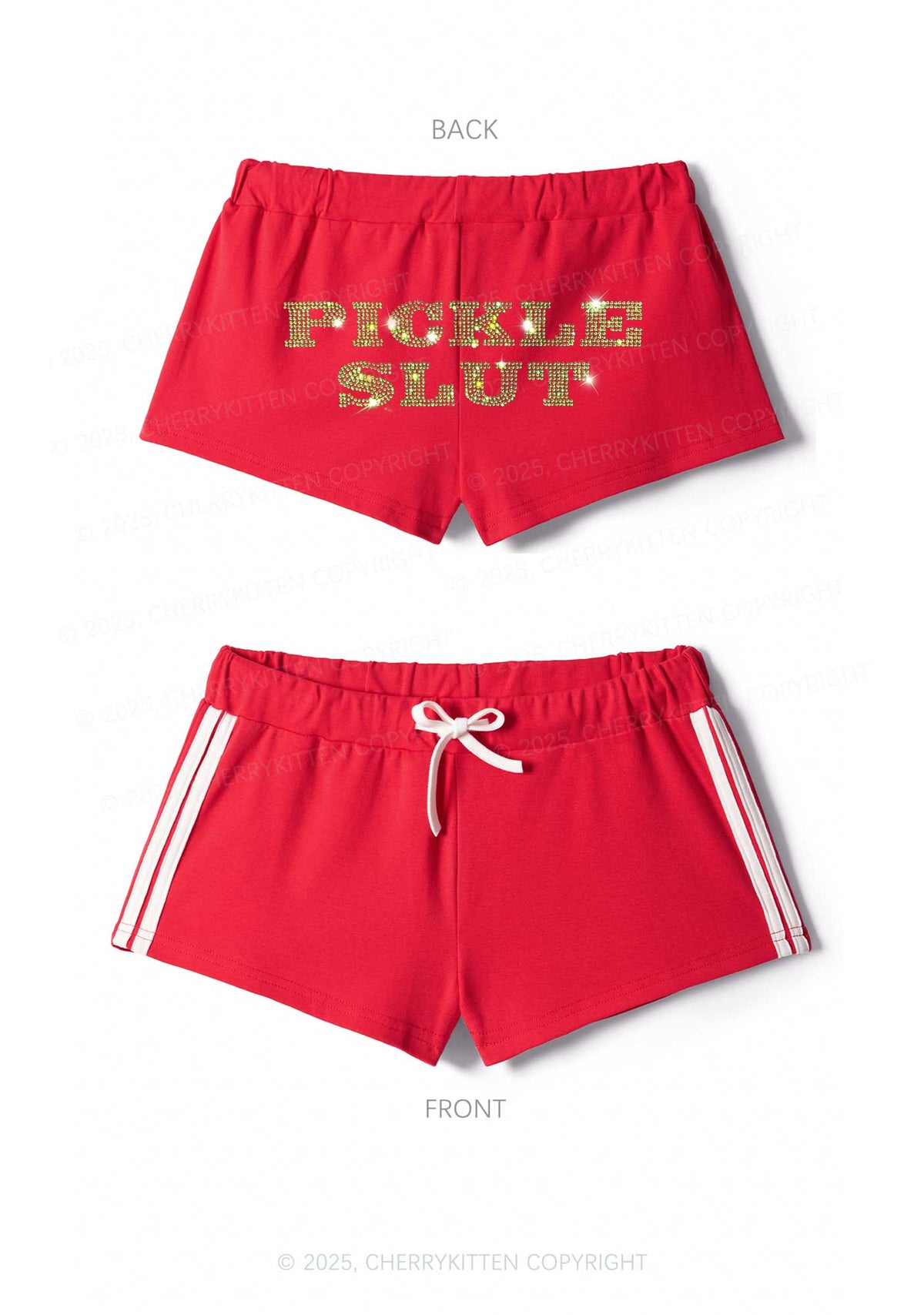 Rhinestone Pickle Slxt Y2K Drawstring Mini Shorts Cherrykitten