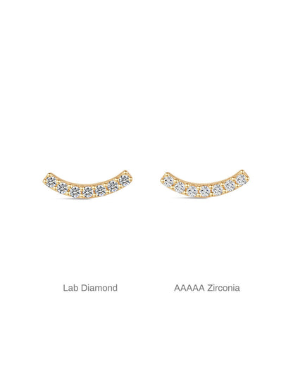 KOSINER 14K Solid Gold Elegant Pave Curved Flat Back Stud