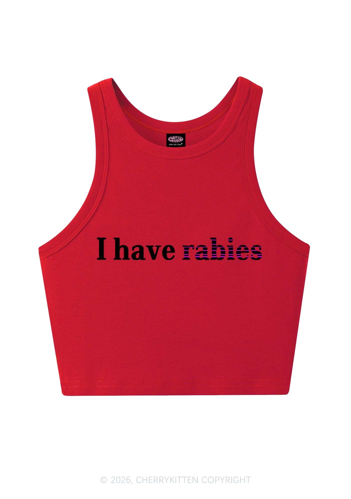 I Have Rabies Y2K Crop Tank Top Cherrykitten
