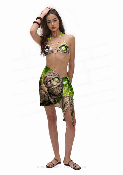Halloween Crawling Mummy Y2K Print Bikini Set Cherrykitten