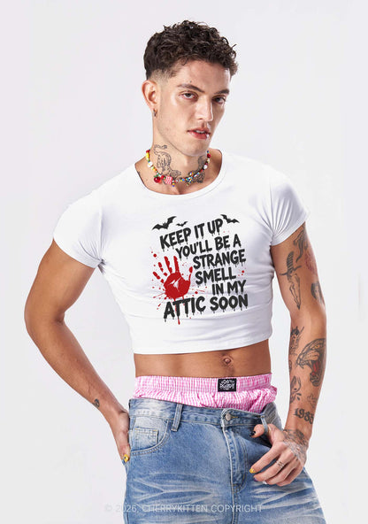 Halloween Strange Smell In My Attic Y2K Baby Tee Cherrykitten