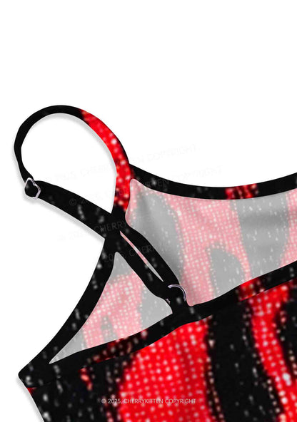 Red Flame Y2K Print Slip Dress Cherrykitten