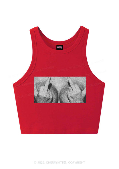 Middle Finger Bxxbs Y2K Crop Tank Top Cherrykitten