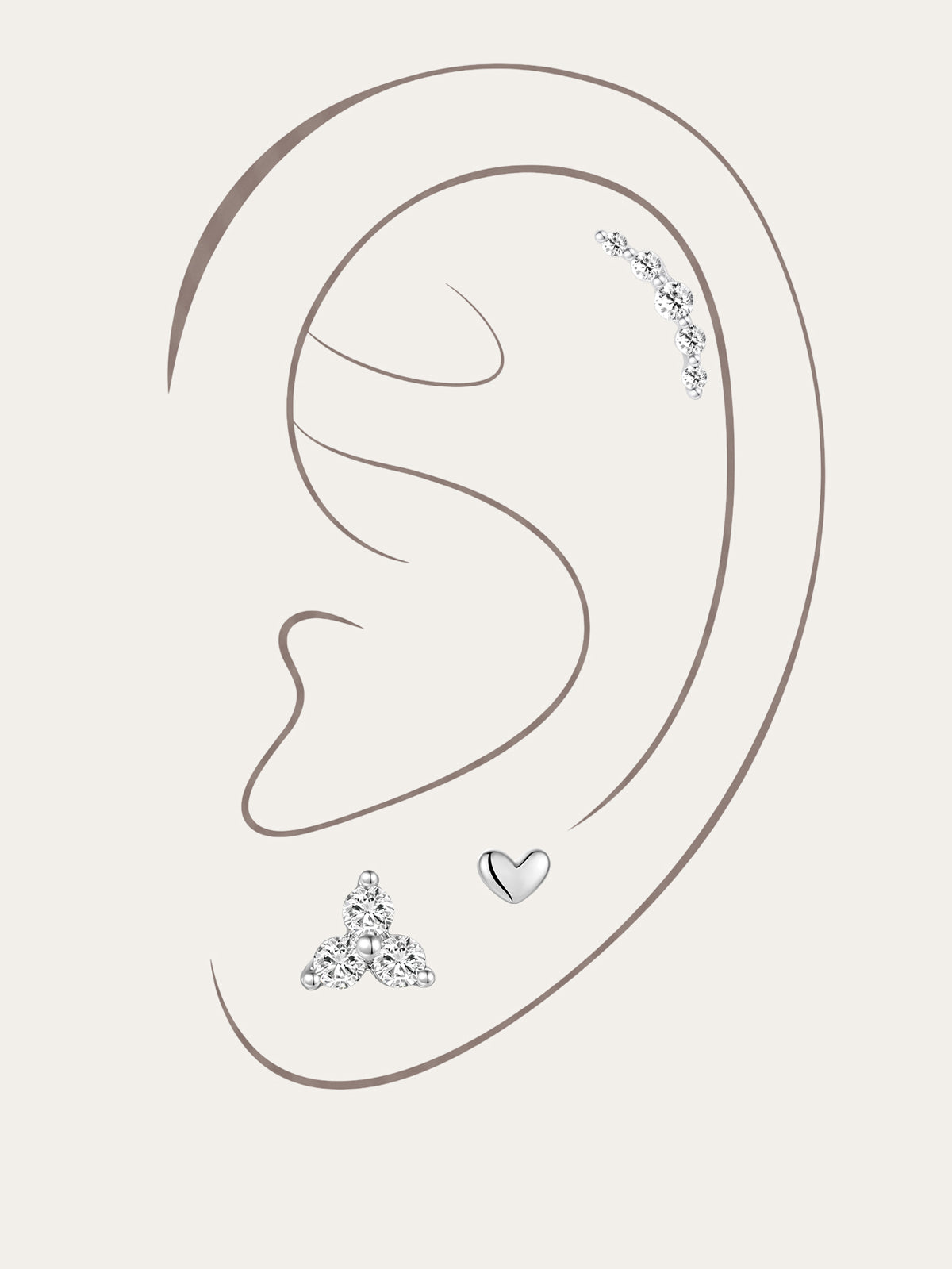 KOSINER 14K Solid Gold Minimalist Versatile Stud Set