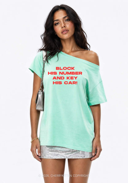 Block His Number Y2K Off Shoulder Tee Cherrykitten