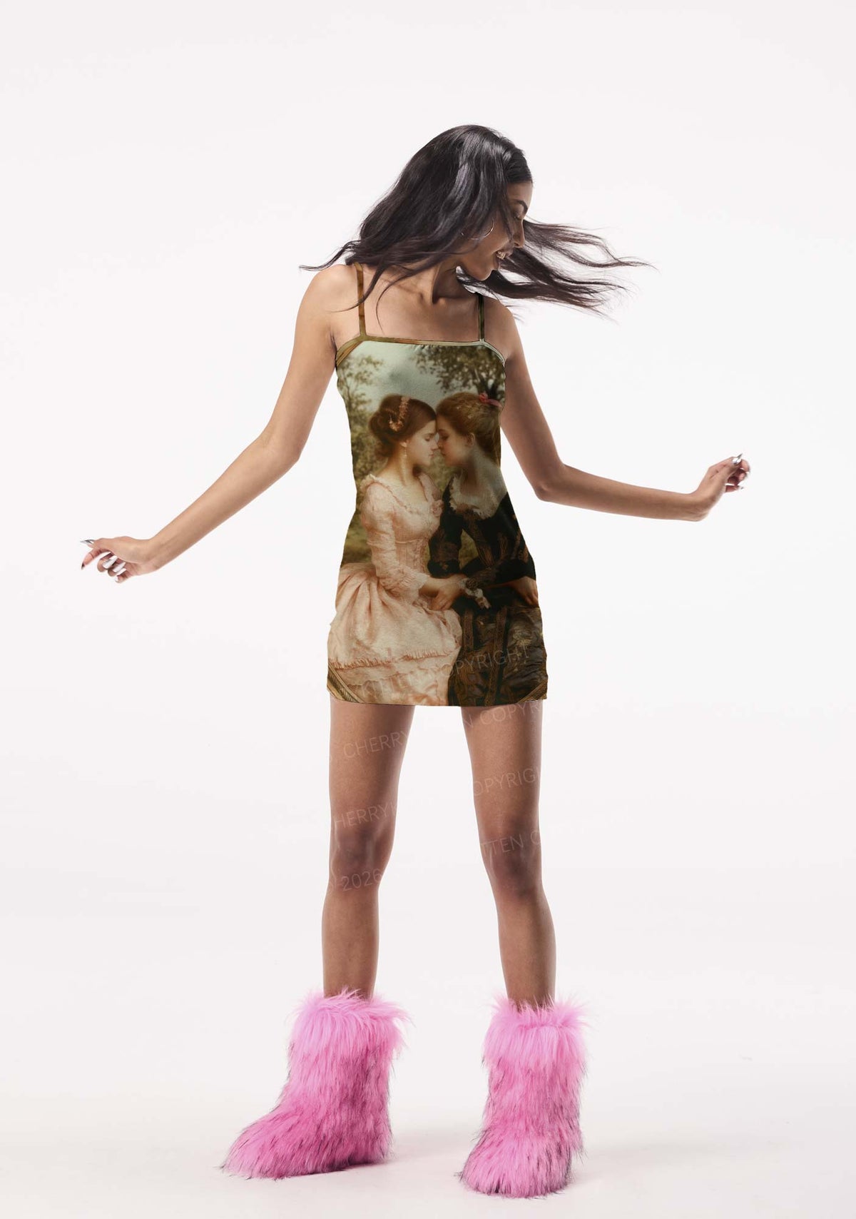Whispers Girls Pride Y2K Print Slip Dress Cherrykitten