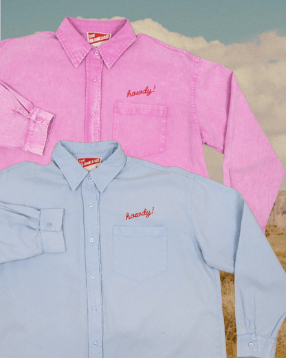 "Howdy!" Button Up in Pink