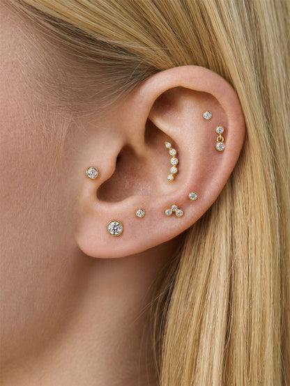 KOSINER 14K Solid Gold Delicate Bezel Flat Back Stud