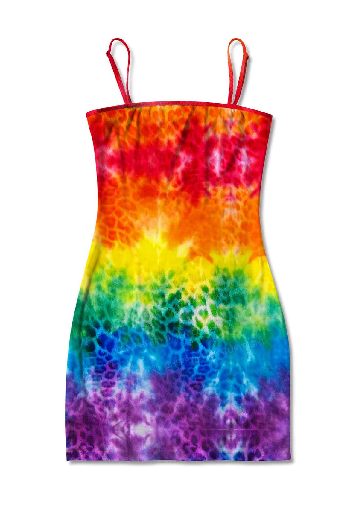 Rainbow Leopard Tie Dye Pride Y2K Print Slip Dress Cherrykitten