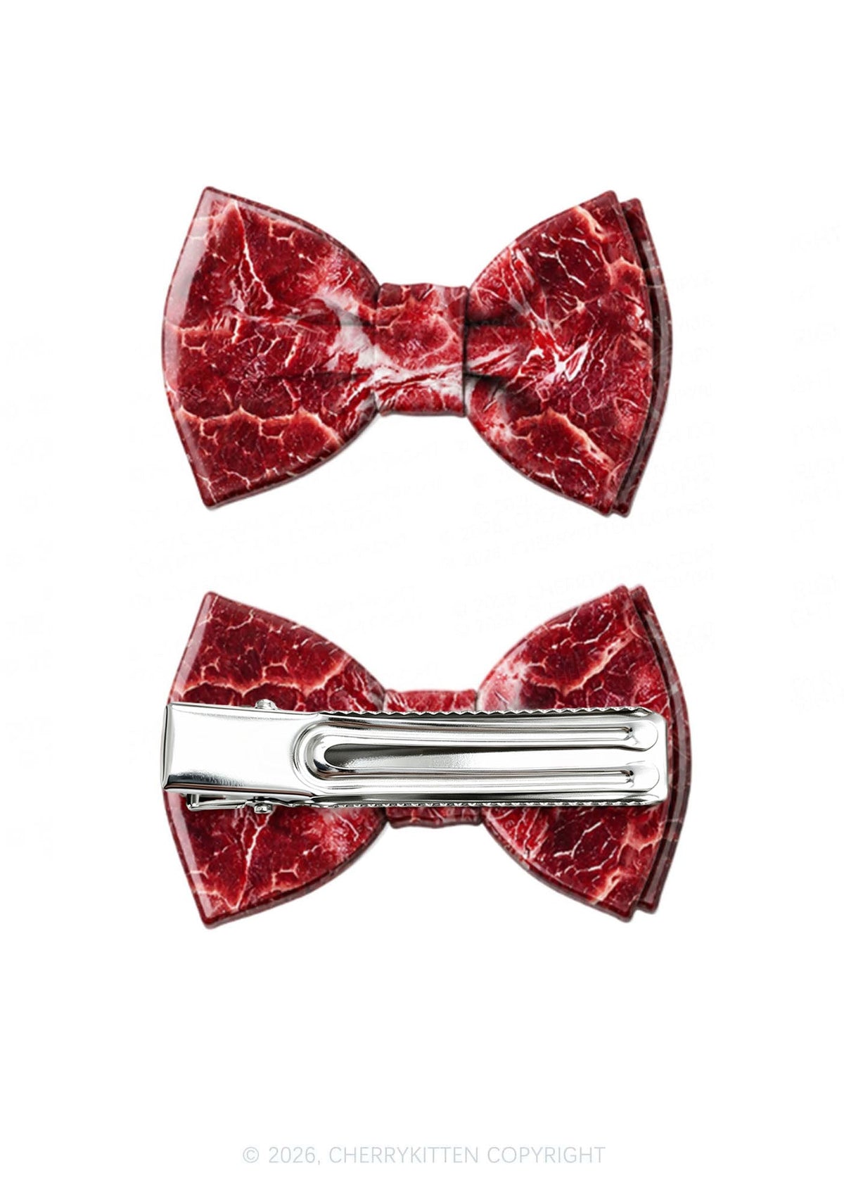 Halloween Red Meat Bow Y2K Acrylic Duckbill Hair Clips Cherrykitten