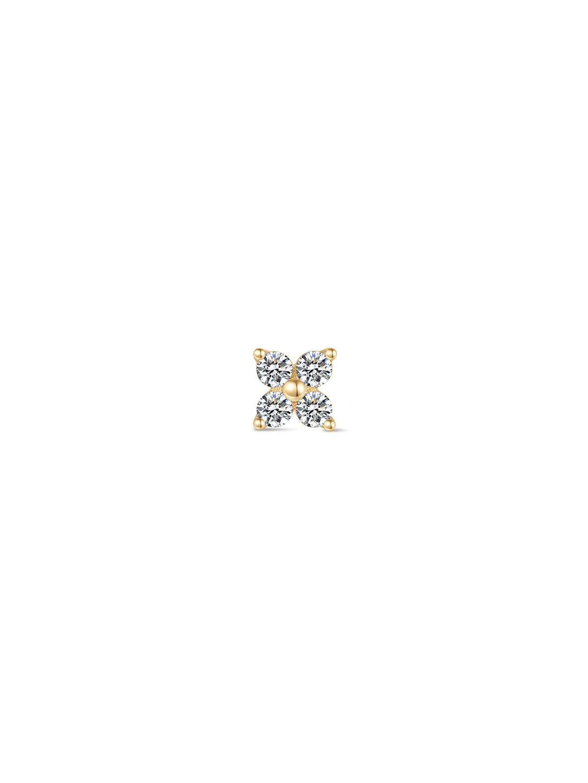 KOSINER 14K Solid Gold Sparkle Flower Lab-Grown Ear Piercing Stud