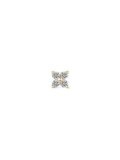KOSINER 14K Solid Gold Sparkle Flower Lab-Grown Ear Piercing Stud