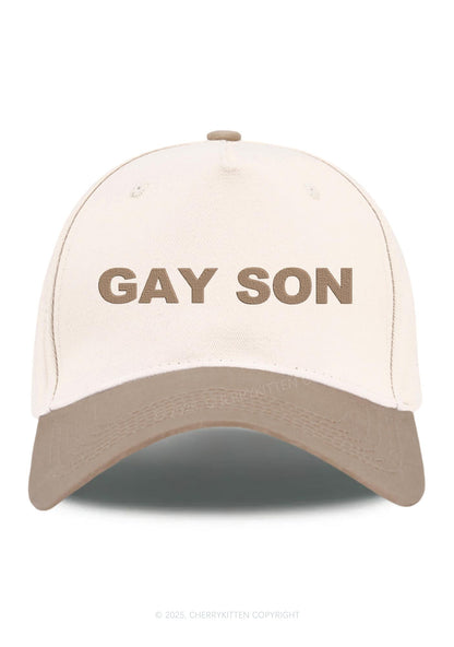 Embroidered Gay Son Pride Y2K Color Block Baseball Cap Cherrykitten