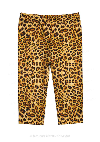 Brown Leopard Y2K Print Capri Pants Cherrykitten