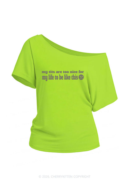 My Txts Are Too Nice Y2K Off Shoulder Tee Cherrykitten