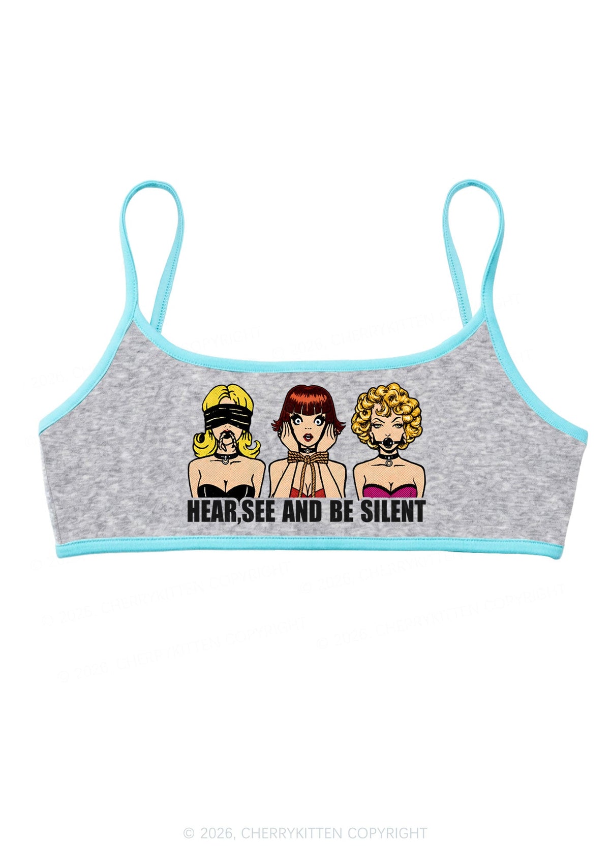 Hear See Be Silent Y2K Super Crop Cami Cherrykitten