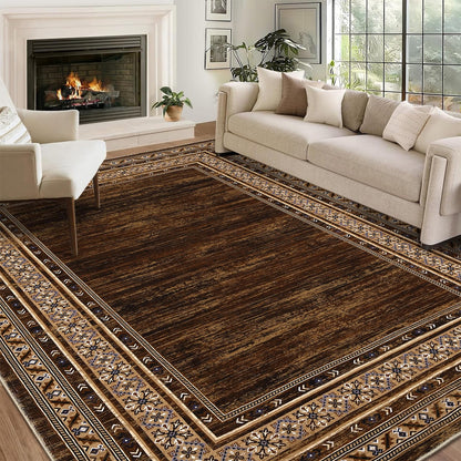 8x10 Red Brown Geometric Area Rug, Washable Non-Slip