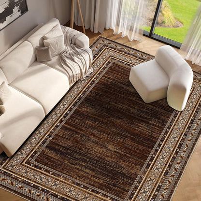 8x10 Red Brown Geometric Area Rug, Washable Non-Slip