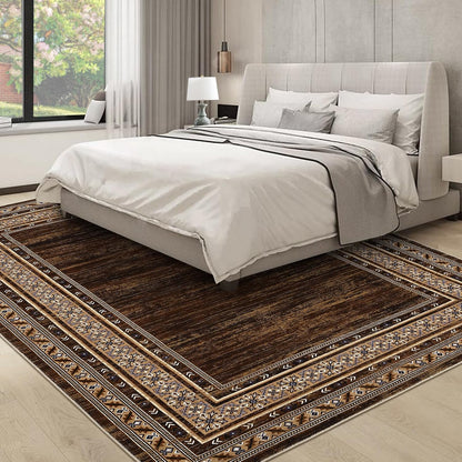 8x10 Red Brown Geometric Area Rug, Washable Non-Slip