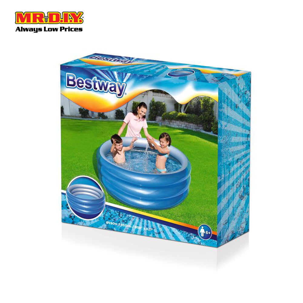 BESTWAY Metallic Round 3-Ring Inflatable Kids Swimming Pool (1.5m x 53cm)
