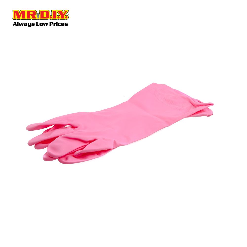 (MR.DIY) Rubber Gloves L (2pcs)-Pink-L