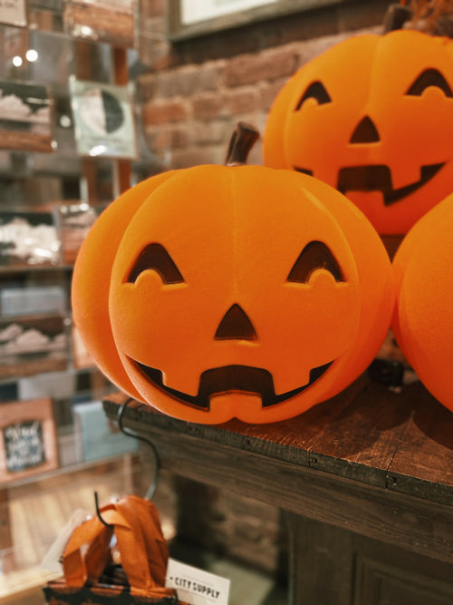 Large Flocked Jack-O-Lantern
