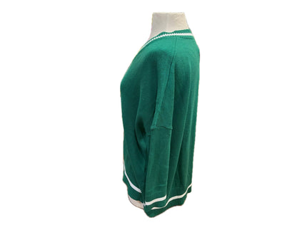 Montauk V-Neck Sweater-Green/White